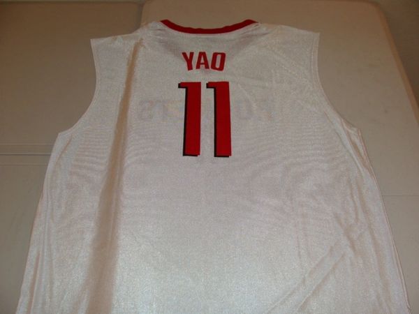 #11 YAO MING Houston Rockets NBA Center White Throwback Jersey