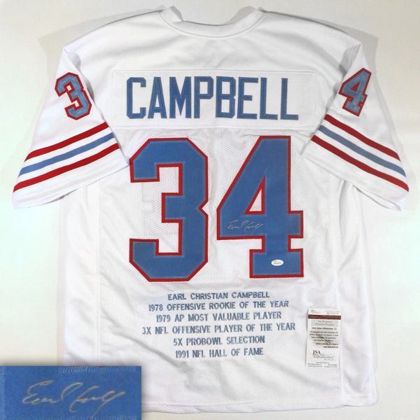 Earl Campbell 34 Houston Oilers White Football Jersey — BORIZ