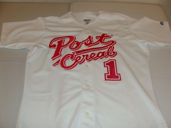 #1 POST Cereal Baseball Team White Throwback Jersey