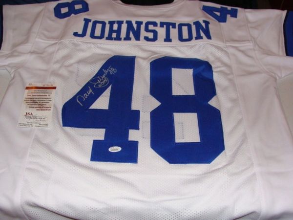 #48 DARYL JOHNSTON Dallas Cowboys NFL FB White Throwback Jersey AUTOGRAPHED