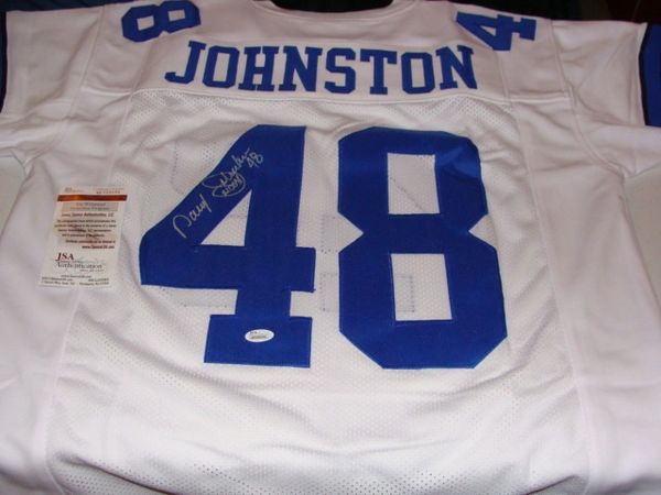 48 DARYL JOHNSTON Dallas Cowboys NFL FB White Throwback Jersey AUTOGRAPHED