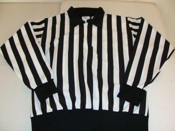 REFEREE Black/White Striped L/S Throwback Jersey