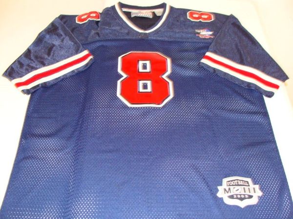 #8 212 NYC Brand Blue Throwback Football Style Jersey