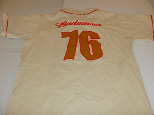 #76 BUDWEISER Beer Gold Throwback Baseball Style Jersey