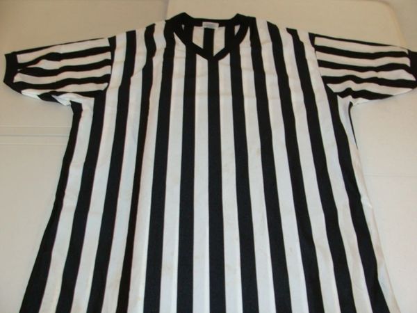 REFEREE Black/White Striped S/S Throwback Jersey