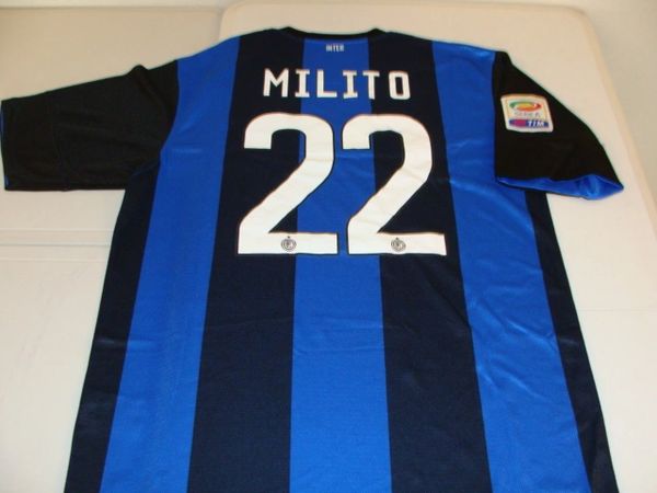 #22 DIEGO MILITO FC Internazionale Milano Serie A Striker Blue/Black Mint Throwback Uniform Kit
