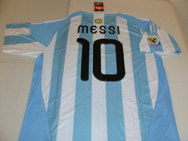 10 LIONEL MESSI Argentina National Team FIFA Forward WC 2010 Blue/White/Black  Mint Throwback Uniform Kit