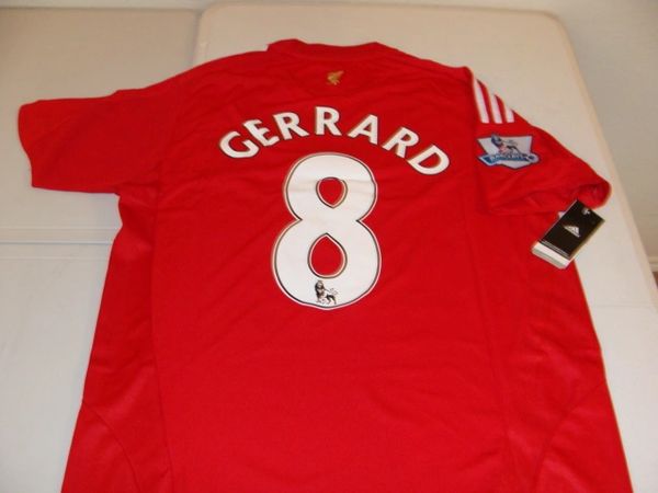 8 STEVEN GERRARD Liverpool FC EPL MF Red Mint Throwback Uniform