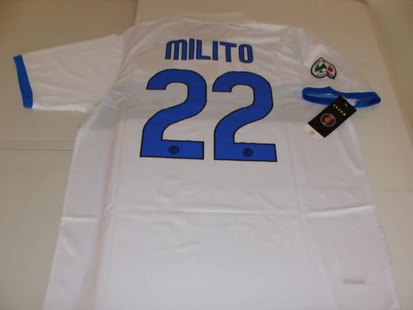 #22 DIEGO MILITO FC Internazionale Milano Serie A Striker White Mint Throwback Uniform Kit
