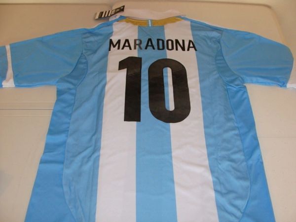 #10 DIEGO MARADONA Argentina National Team FIFA MF/Striker Blue/White/Black Mint Throwback Uniform Kit