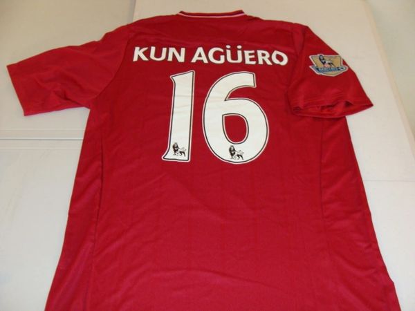 #16 SERGIO KUN AGUERO Manchester City FC EPL Striker Red ...