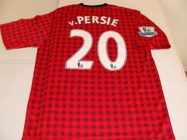 #20 ROBIN van PERSIE Manchester United EPL Forward Red/Black/White Mint Throwback Uniform Kit