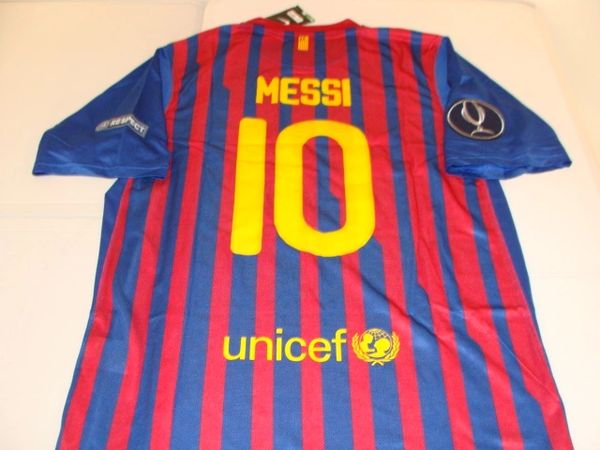 #10 LIONEL MESSI FC Barcelona La Liga Forward Red/Blue "2011 UEFA Super Cup" Mint Throwback Uniform Kit