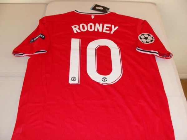 10 WAYNE ROONEY Manchester United EPL F/MF Red/White Champions League  Mint Throwback Uniform Kit