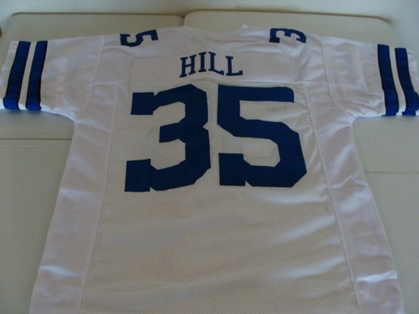 #35 CALVIN HILL Dallas Cowboys NFL RB White Throwback Jersey