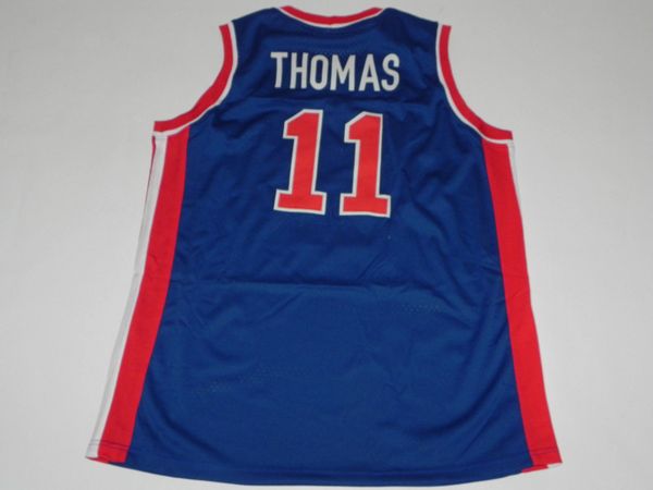 #11 ISIAH THOMAS Detroit Pistons NBA PG Blue Throwback Jersey