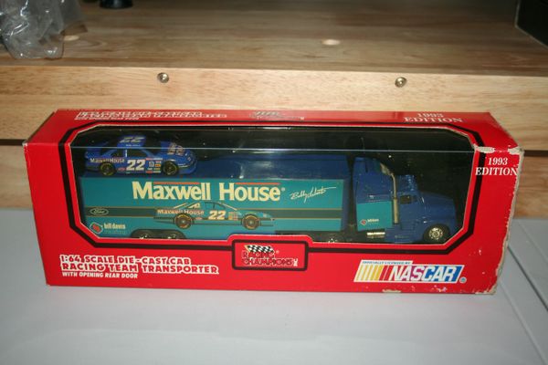 1993 RC 1/64 #22 Maxwell House Coffee Ford Tbird Bobby Labonte Team Transporter & Car Set