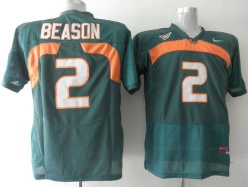 #2 JON BEASON Miami Hurricanes NCAA LB Green Throwback Jersey