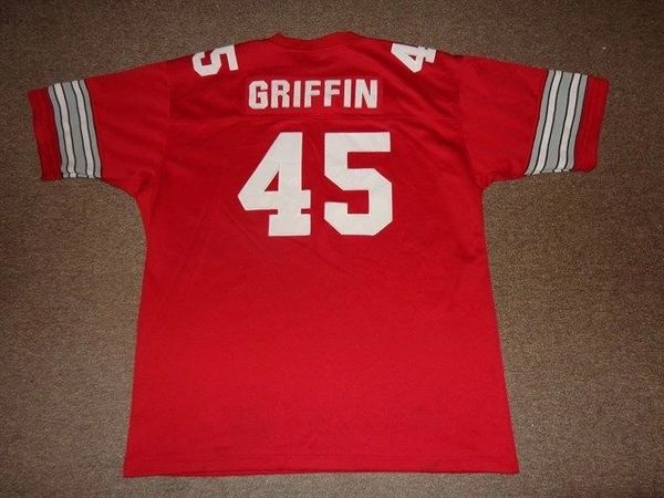 #45 ARCHIE GRIFFIN Ohio State Buckeyes NCAA RB Red Throwback Jersey
