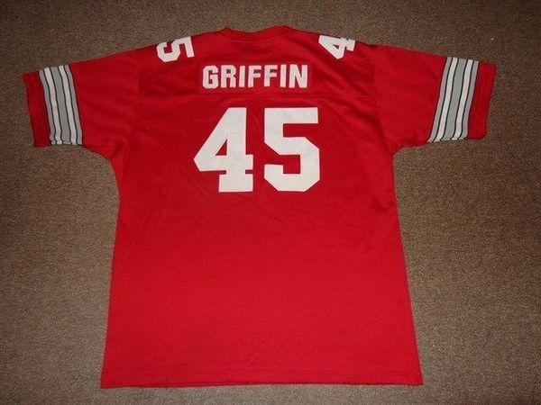 45 ARCHIE GRIFFIN Ohio State Buckeyes NCAA RB Red Throwback Jersey