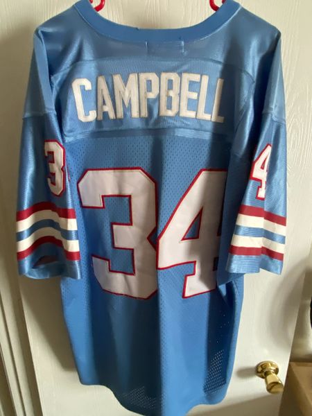 #34 EARL CAMPBELL Houston Oilers NFL RB Blue M&N Throwback Jersey