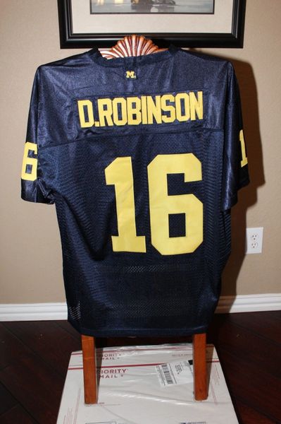 #16 DENARD ROBINSON Michigan Wolverines NCAA QB Blue Throwback Jersey