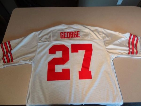 #27 EDDIE GEORGE Ohio State Buckeyes NCAA RB White Throwback Jersey