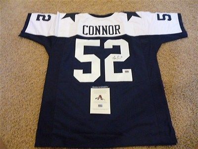 #52 DAN CONNOR Dallas Cowboys NFL LB Blue TG Throwback Jersey AUTOGRAPHED