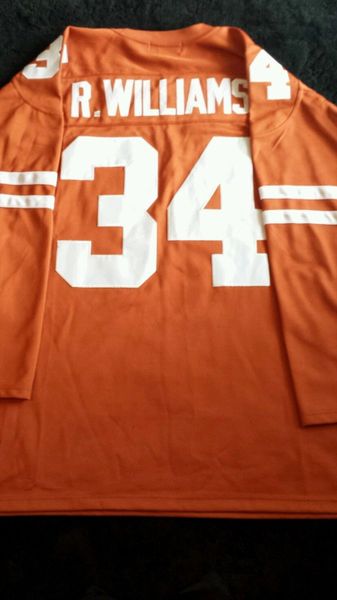 #34 RICKY WILLIAMS Texas Longhorns NCAA RB Orange L/S Throwback Jersey