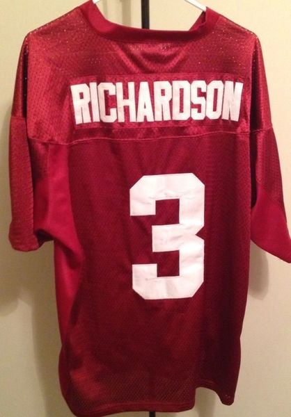 #3 TRENT RICHARDSON Alabama Crimson Tide NCAA RB Red Throwback Jersey