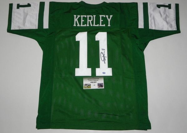 #11 JEREMY KERLEY New York Jets NFL WR/RS Green Throwback Jersey AUTOGRAPHED