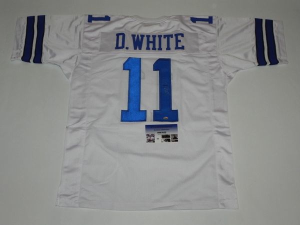 #11 DANNY WHITE Dallas Cowboys NFL QB/P White Throwback Jersey AUTOGRAPHED