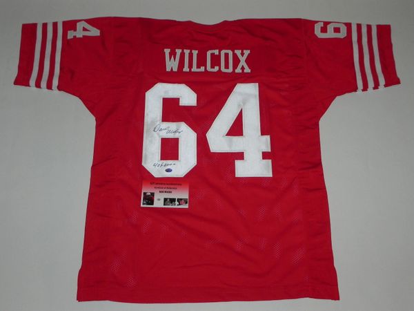 #64 DAVE WILCOX San Francisco 49ers NFL LB Red Throwback Jersey AUTOGRAPHED