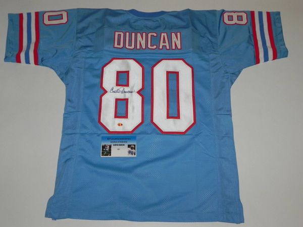 80 Curtis Duncan Houston Oilers Nfl Wr Blue Throwback Jersey Autographed Lone Star Throwbacks