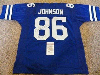 #86 BUTCH JOHNSON Dallas Cowboys NFL WR Blue Throwback Jersey AUTOGRAPHED