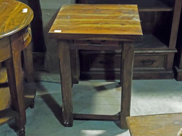 Small Square End Table with Drawer - Mango Wood