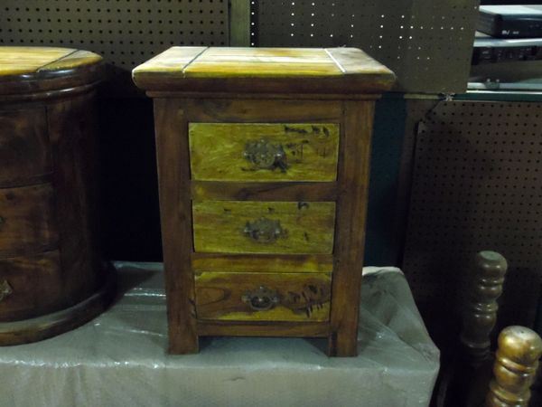 3 Drawer End Table or Night Stand - Mango Wood