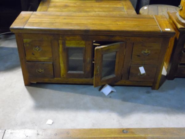 Glass Door Sideboard or Buffet Cabinet - Mango Wood