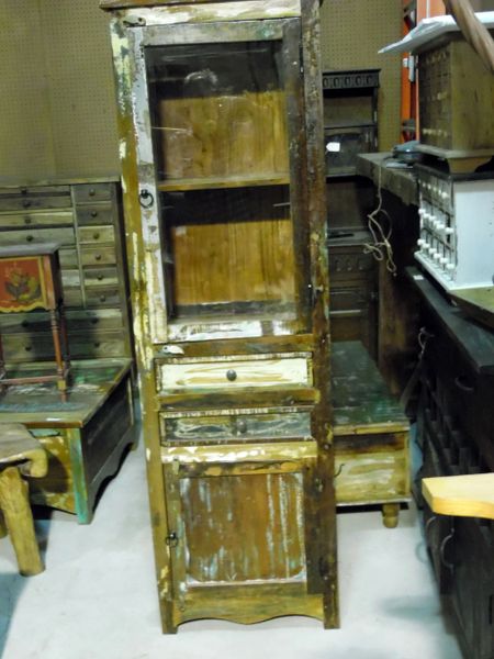 Tall Cabinet with Glass Door - Reclaim Wood