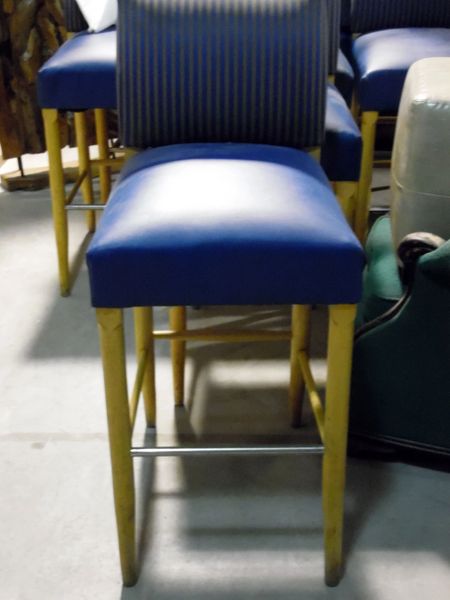 Bar Stool - Blue Upholstery