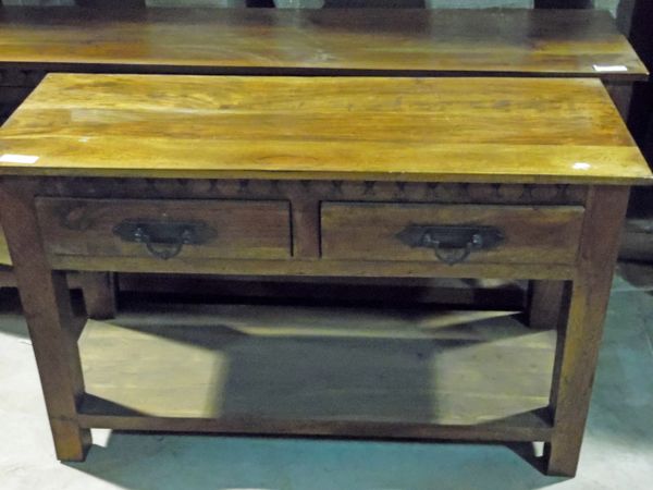 Console Table or TV Stand, 2 Drawer - Mango Wood