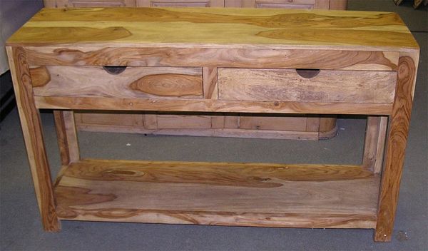 Zen Wood 2 Drawer Console Table - Natural Finish