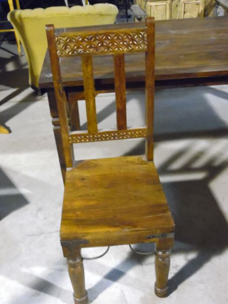 Dinning Chair with Carved Back - Mango Wood
