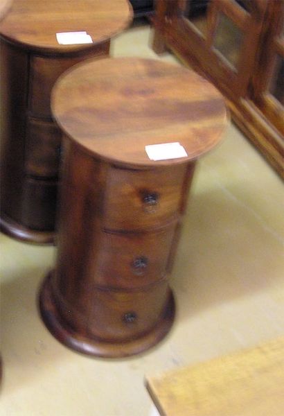 3 Drawer Round Column Chest or End Table - Mango Wood