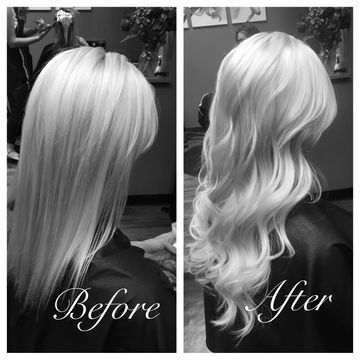 Before and after blonde hair extensions
