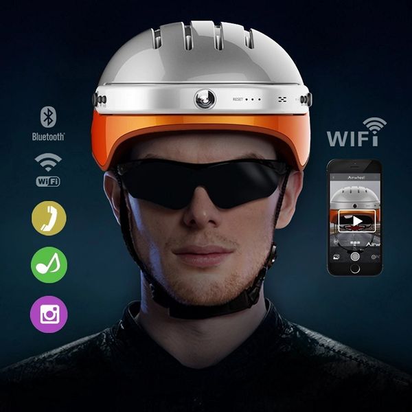 Radsport Airwheel C Helmet With Built In Hd Camera And Bluetooth Speaker Carbon Large Sport