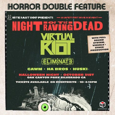 Night of the raving dead, raving dead, white rabbit group, wrg halloween, sunflower raver halloween, sunflowerraver halloween, Virtual riot halloween, Festival addicts halloween, Drive in rave halloween, white rabbit group rave, Silverado raves, Silverado EDM, OC drive in raves, 