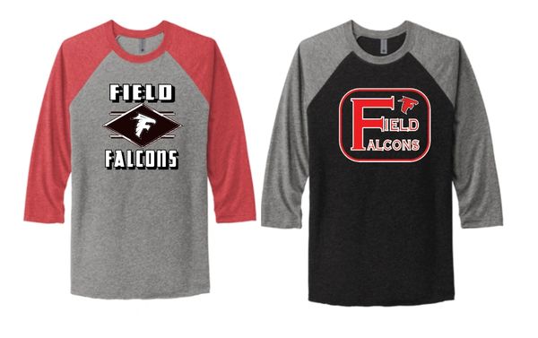 FALCONS Shirt 3/4 Length Tri-blend Baseball Tee for Women // 