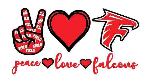 Field Falcons Varsity Sweatshirt with Peace Love Falcons Logo