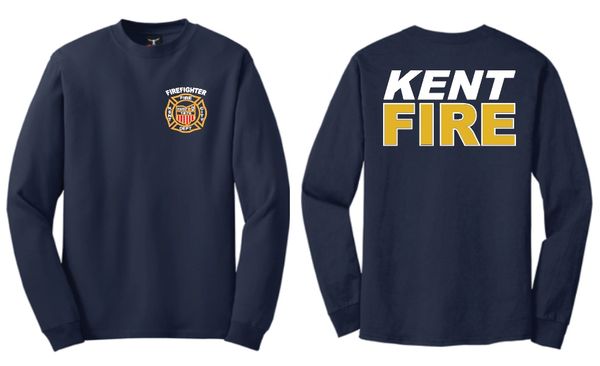 Kent Fire Department Hanes Beefy Long Sleeve T Shirt